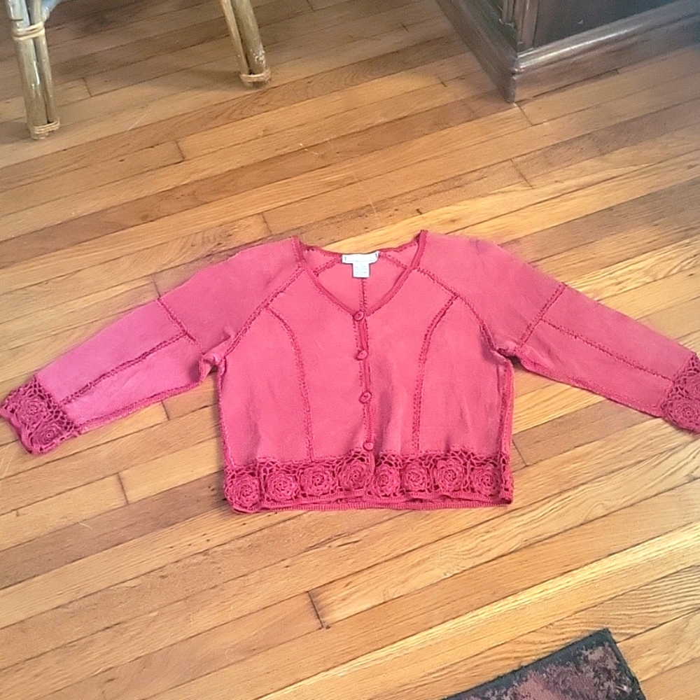 Vintage Leather and crochet jacket/top